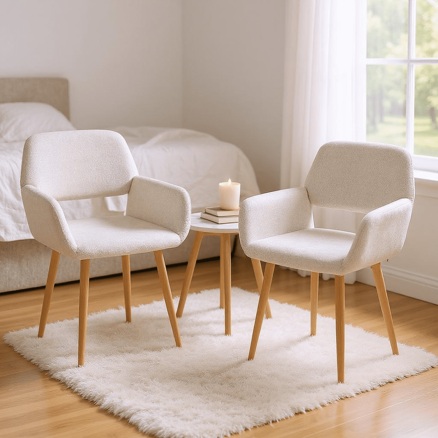 Homy Casa Lot de 2 chaises de salle à manger en tissu avec dossier creux et accoudoirs pour salle à manger en appartement