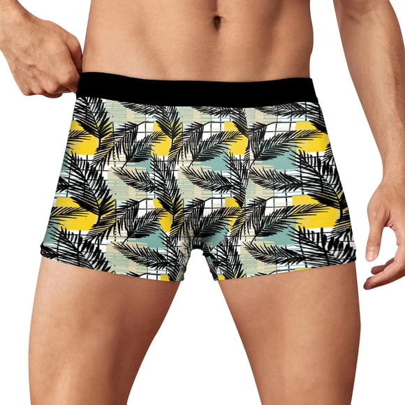 FhsagQ Underwear Men's Underwear Cotton Boxers Mens Fashion Casual Comfortable Printed Underwear Men's Underwear Boxers Briefs Polyester Super Fit Mens Underwear Trunks with Fly Yellow XL
