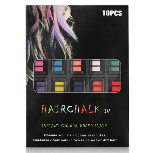 Hair Chalk Comb Set – Nontoxic Temporary DIY Rainbow Highlighting Dye for Kids, 10 Bright Vibrant Colorful Eco Safe No Mess Washable Wash Off Hair Chalking Colors
