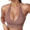 thumbnail image 2 of MIASHUI Bras for Women Halterneck Sports Bra Backless Deep V Neck Sports Bustier Padded Gym Bra Backless Adjustable Straps, 2 of 4