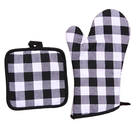 TIELUTT Check Plaid Oven and Pot Holders Set Pure Heat Potholders Washable Durable BBQ Gloves with Hanging Loop Med Gloves Salon Care Gloves Work Gloves Medium Small Rubber Gloves Mall Gloves
