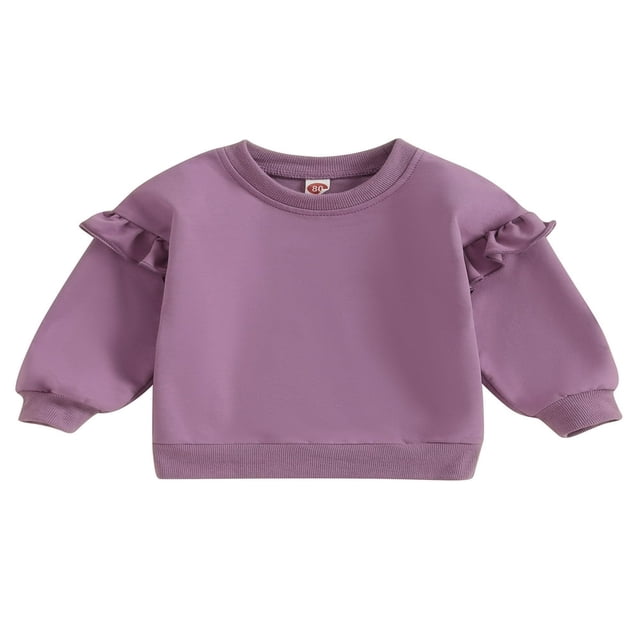 Enfants Filles Casual Col Rond Sweat-Shirts Volants Garniture Pulls à Manches Longues Tops Chemise