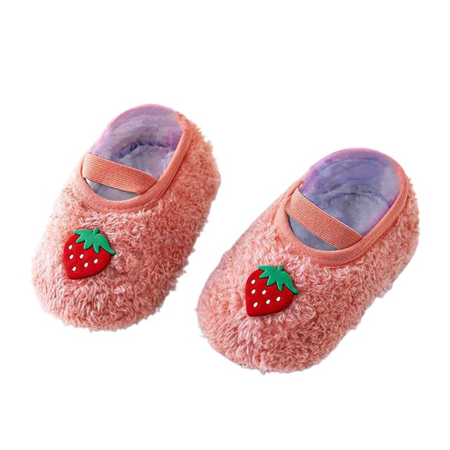 Chaussettes Bébé Antidérapantes Imprimé Animaux Mignons Chaussettes de Sol Douces Rouges 18-24 Mois