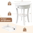 thumbnail image 3 of Costway 2 Pcs Table d'Appoint à 2 Niveaux Bout de Canapé Ronde Table de Nuit Chambre Salon Blanc, 3 of 10
