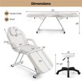 thumbnail image 3 of Gymax 73'' Facial Chair with Hydraulic Stool w/ Detachable Armrests & Towel Rack White, 3 of 10