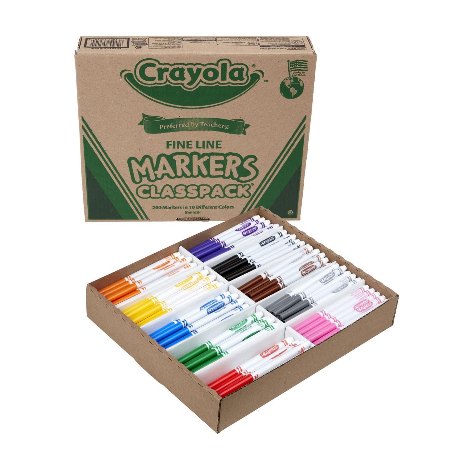 Crayola 200 Markers Fine Line Classpack (10 Colours)