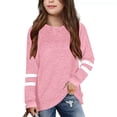 thumbnail image 2 of WEIYLL T-Shirts Graphiques pour Filles Manches Longues Poignets Col Ras du Cou Patchwork Chauds Doux Hauts de Sport pour 3-4 Ans, 2 of 5
