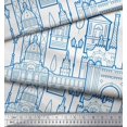 thumbnail image 3 of Soimoi Blue Moss Georgette Fabric Street Light & Monuments Architectural Print Fabric by the Yard 42 Inch Wide, 3 of 3