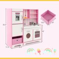 thumbnail image 2 of Gymax Kids Kitchen Playset Wooden Toy with Adjustable LED Lights & Washing Machine, 2 of 10