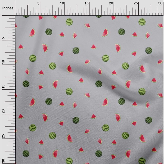 oneOone Cotton Cambric Fabric Watermelon Fruit Print Fabric BTY 56 Inch Wide