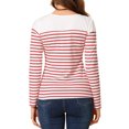 thumbnail image 3 of INSPIRE CHIC Blouse pour Femme à Rayures à Blocs de Couleur à Manches Longues T-Shirt Décontracté TG Blanc Rouge, 3 of 7