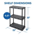 thumbnail image 3 of Gracious Living 3 Shelf Knect-A-Shelf Solid Light Duty Storage Unit 24 x 12 x 33", Black (2 Pack), 3 of 12