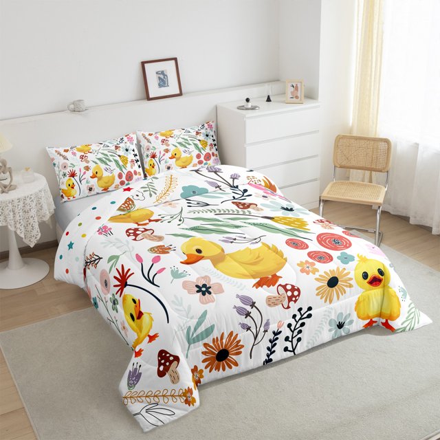 YST Kawaii Duck Comforter Set, Cartoon Animal Home Décor, Down Comforter, King (1 Count)