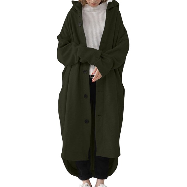 Innerwin Cardigan Veste pour Dames Chandail à Capuchon de Vacances Long Maxi Manteaux Vert Armée S