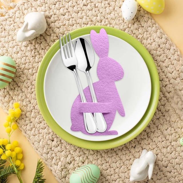 Birdeem Easter Bunny Cutlery Set 4 Easter Bunny Cutlery Set Happy Easter Decoration