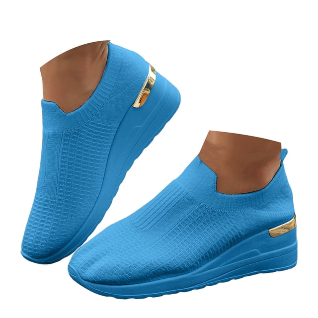 Mepaouo Chaussures de Marche pour Femmes à Enfiler Plateforme Compensée Style Chaussette Antidérapantes en Maille Tennis Course Espadrilles