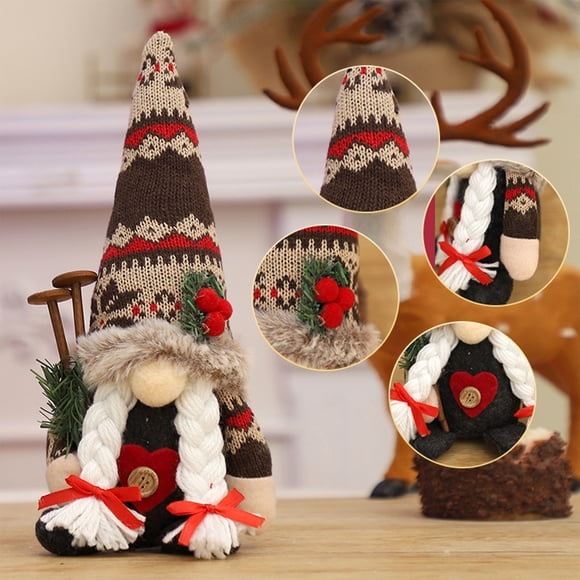 PEONAVET Doll Doll Christmas Knitted Hat Embracing Branches Rudolf Doll Ornament Christmas Decoration Party Gifts Toys Gifts for Family Children and Friend