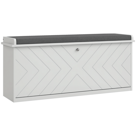 HOMCOM Banc à Chaussures avec Tiroir Rabattable, Coussin, 10 Paires pour Entrée Blanc