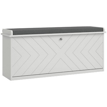 HOMCOM Shoe Bench with Flip Drawer, Cushion, 10 Pairs for Entryway White