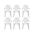 thumbnail image 1 of Heavenly Collection Clear Plastic Arm Chair Set of 6 for Dining Area, 1 of 9