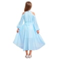 thumbnail image 2 of Oyolan Kids Girls Solid Color Halter Off-shoulder Long Sleeve Party Dress with Ruffled Hem Flower Girls Gown Light Blue 14, 2 of 7