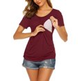 thumbnail image 3 of Chemises à Manches Courtes pour Femmes Enceintes Femmes Allaitement Couleur Unie Col Rond Manches Courtes Col Rond Blouse d'Allaitement Blouses à Manches Courtes pour Femmes Hauts à Manches Courtes pour Femmes, 3 of 5