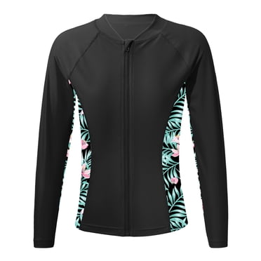 Xnihocha Kids Girls Long Sleeves Swimsuits UPF 50+ Sun Protection Rash Guard Shirt Swimwear Black 10