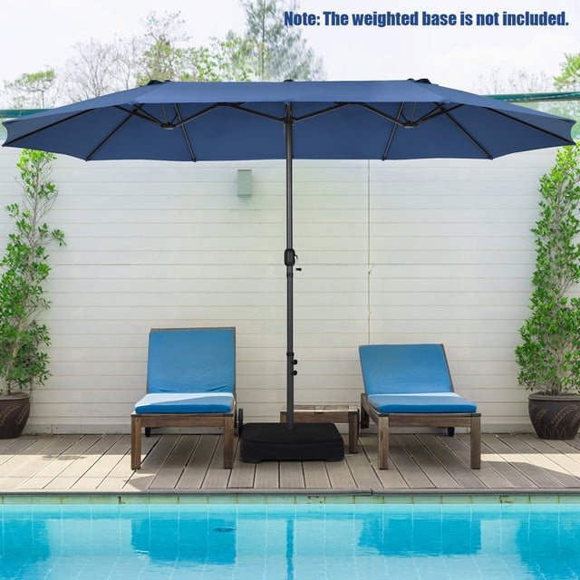 Patiojoy Parasol de Patio Double Face de 15 Pi, Parasol de Marché Extra-Grand pour l'Extérieur, Bleu Marine