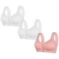 thumbnail image 1 of LOVZFMLL 3 Pack Plus Size Bras for Women Solid Color Comfort Soft Push Up Bra No Underwire Full Coverage Front Closure Everyday Bralettes D M, 1 of 2