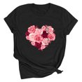thumbnail image 1 of Meichang Chemises de la Saint-Valentin pour Femmes Imprimé Cœur Manches Courtes Col Rond Hauts de Vacances Décontractés Mignons Pulls Blouses, 1 of 2