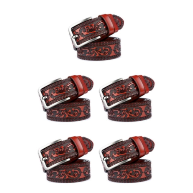 relayinert Classy And Durable PU Belt For Men Wear-resistant And Fine Workmanship Coffee Red-Brown 125cm 5Set