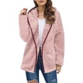 thumbnail image 2 of Manteaux d'Hiver pour Femmes Grande Taille Veste en Polaire Cardigan à Capuche Manches Longues Chandails en Molleton Ouvert Col Rabattu, 2 of 5