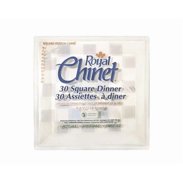 Royal Chinet 9.5" Square Dinner Plate, 30 Plates