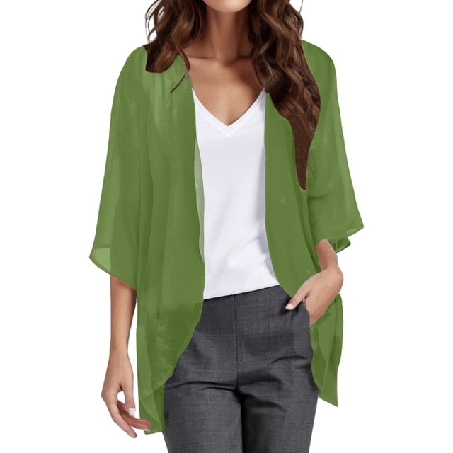 2025 Cardigan Ouvert Transparent à Manches Courtes pour Femmes Plus Cardigan en Mousseline à devant Ouvert pour Femmes Haut Cardigan en Molleton Mignon Tenues d'Automne Cardigan 1X Chandails à Dos Ouvert