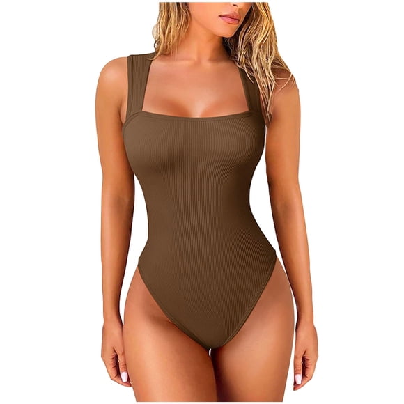 baikeli Women's One Piece Swimsuit Square Neck Tummy Control Bathing Suits Cutout Swimwear Full Coverage Swim Suits for Women 2025 Beachwear Coffee,M