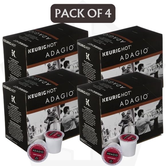 Pack of 4 - Adagio Caffe Napoli - Dark Roast Coffee K-Cup Portion for Keurig Brewers, 24 Count