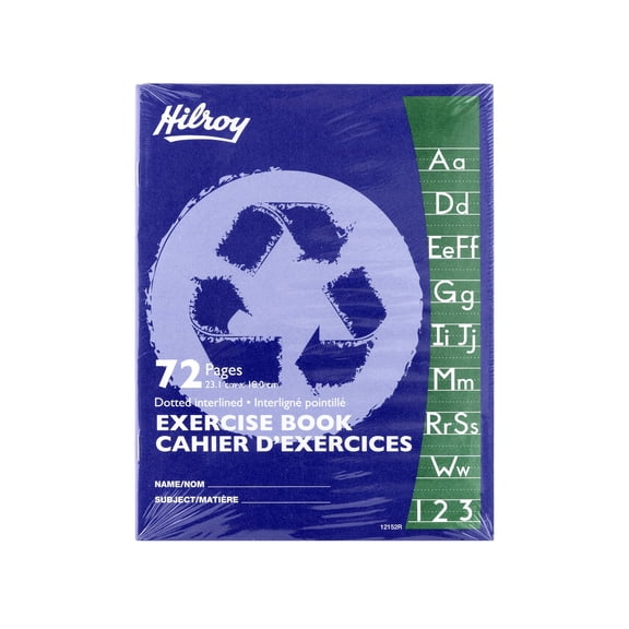 Hilroy Cahiers d’exercices brochés recyclés, 72 pages, interligne pointillé avec marge, 9-1/8 x 7-1/8