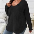 thumbnail image 2 of Besolor Plus Size Long Sleeve Tops for Women V Neck Pullover Sweaters Loose Dressy Curvy Hem Spring Fall Tunic Shirts, 2 of 7