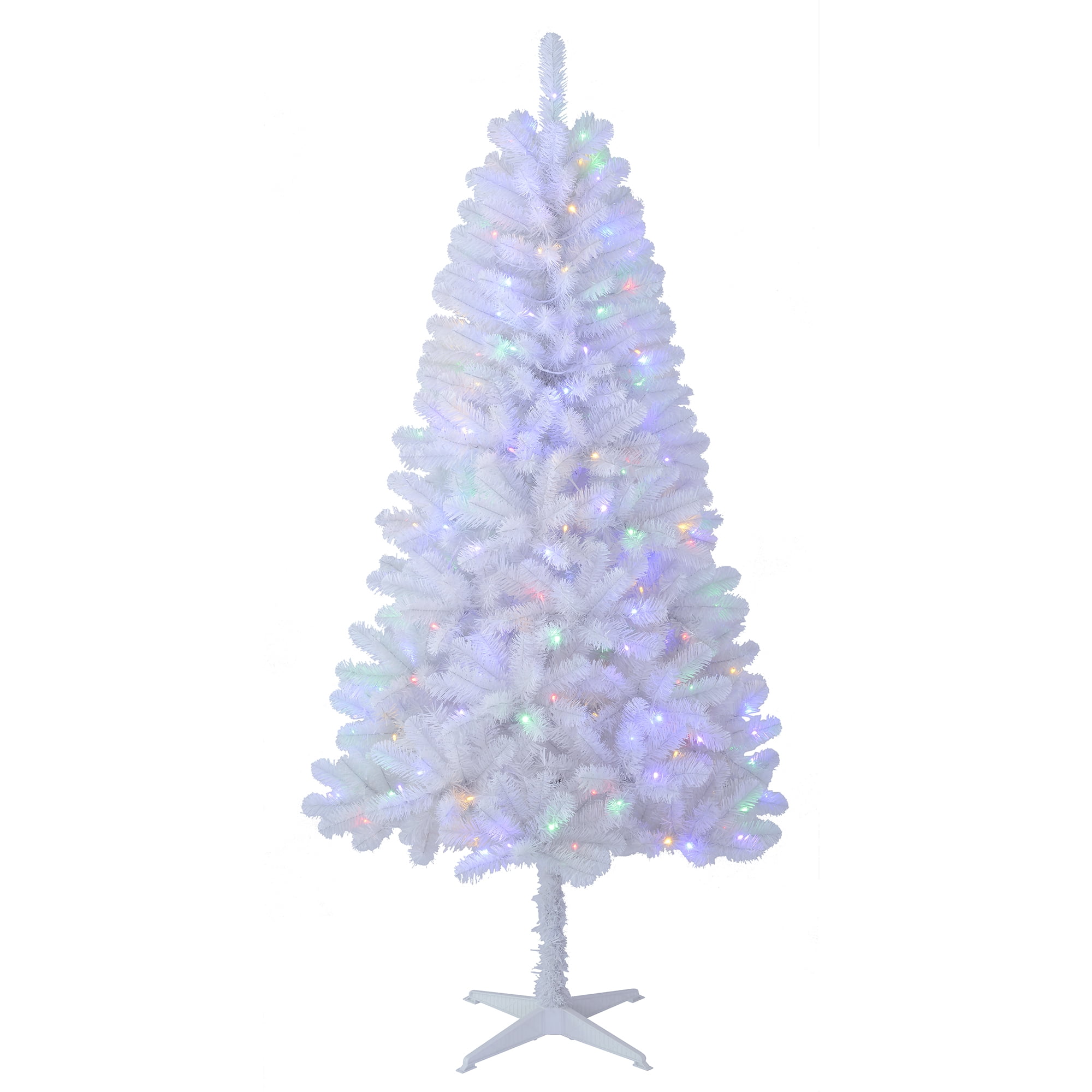Sapin de Noël pré-éclairé avec DEL, de 6,5 pieds de haut, à épines complètes, Paxton Holiday Time – Blanc