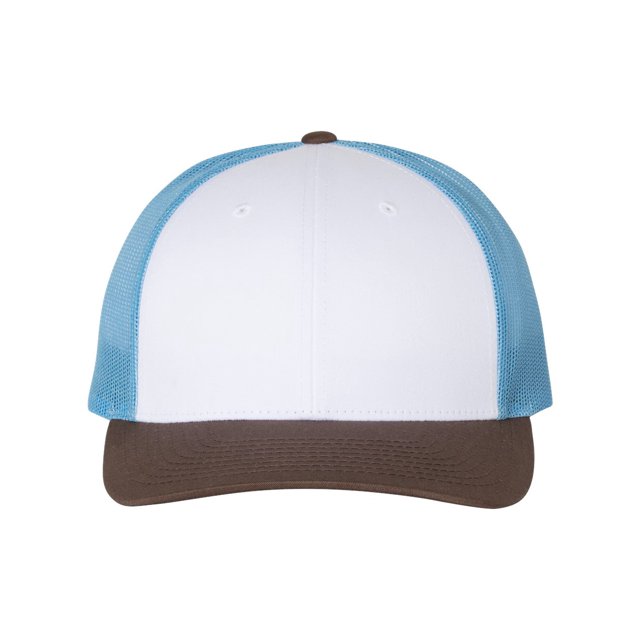Richardson Low Pro Trucker Cap, M-L, White-Columbia Blue-Brown
