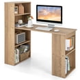 thumbnail image 1 of Patiojoy 48 Inch Computer Desk with Bookshelf 3-in-1 Home office Desk with 4-Tier Bookcase & CPU Stand Space-saving Reversible Writing Desk Natural, 1 of 10
