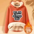thumbnail image 2 of KIHOUT Spring Winter Womens Tops Winter Warm Plush Solid Color with Pocket Printed Long Sleeve Fleece Tops Hooded Sweatshirt, 2 of 4