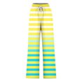 thumbnail image 4 of Pants for Women, Womens Fashionable Striped Printed Drawstring Wide Leg Pants, 4 of 4