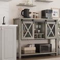 thumbnail image 3 of Farmhouse Coffee Bar Cabinet, Sideboard Buffet Cabinet with Sliding Barn Doors, Storage Wine Bar Cabinet with Wine Glass Rack for Kitchen, Dining Room, Entryway, 3 of 8