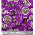 thumbnail image 1 of Soimoi Poly Georgette Fabric Dot,Spices & Cups Printed Fabric 1 Yard 52 Inch Wide, 1 of 3