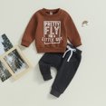 thumbnail image 3 of Fortune 0-3Y Baby Boys Fall Outfits Long Sleeve Letter Sweatshirt Drawstring Jogger Pants, 3 of 8