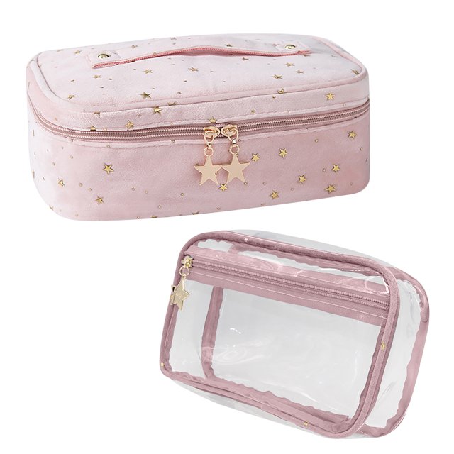 Yhmxh Travel Essentials Camping Essentials Cosmetic Bag Large Capacity Storage Bag Velvet Portable Travel Bag Cosmetic Storage Bag Wash Bag The Handbag