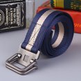 thumbnail image 3 of Men Belt Dual Alloy Buckle All-match Adjustable Webbing Belt Canvas Web Belt, 3 of 9