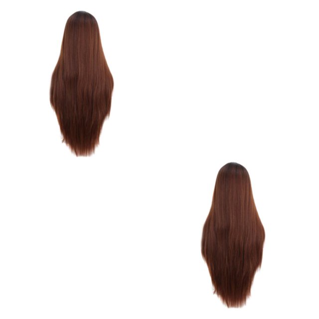 ZheElen Perruques Synthétiques pour Cheveux Naturels Résistantes Perruque Synthétique Longue Cheveux Lisses Facile à Porter 9582-18 2Ensemble
