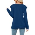 thumbnail image 3 of MAWCLOS Women Loose V Neck Tee Loungewear Solid Color Tunic Blouse Blue S, 3 of 3